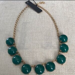 NWT J. Crew Necklace with Green Cabochon Stones